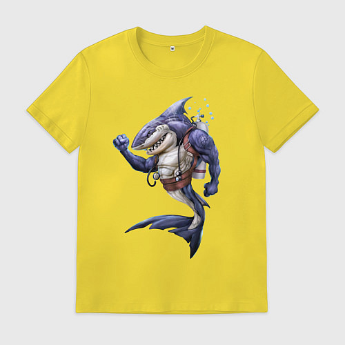 Мужская футболка Акула - крутой ныряльщик / Желтый – фото 1