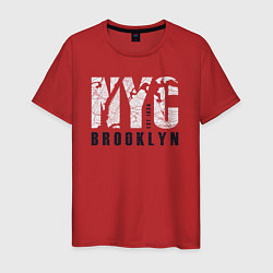 Футболка хлопковая мужская NYC - Brooklyn, цвет: красный