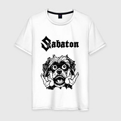 Футболка хлопковая мужская Sabaton - rock dog, цвет: белый