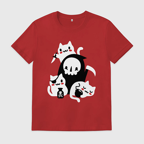 Мужская футболка Котики на Хэллоуин / Красный – фото 1