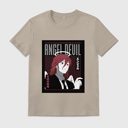 Футболка хлопковая мужская Человек-бензопила Angel Devil, цвет: миндальный