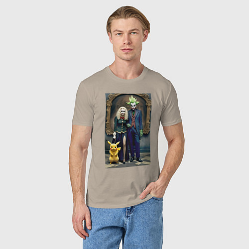 Мужская футболка Семейный портрет с покемоном - готика / Миндальный – фото 3