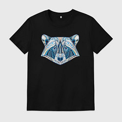Футболка хлопковая мужская Узорчатый енотик, цвет: черный