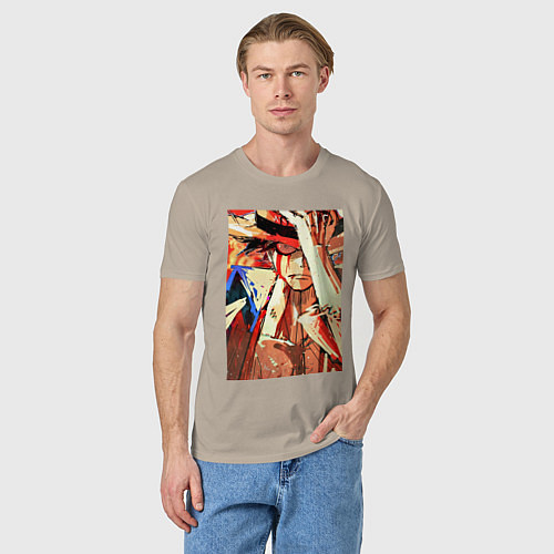 Мужская футболка Ван-Пис Луффи Монки арт / Миндальный – фото 3