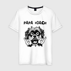 Футболка хлопковая мужская Papa Roach - rock dog, цвет: белый