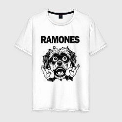 Футболка хлопковая мужская Ramones - rock dog, цвет: белый