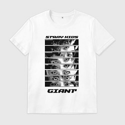 Футболка хлопковая мужская Stray Kids album Giant eyes, цвет: белый