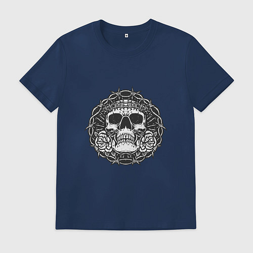 Мужская футболка Череп в колючей проволоке / Тёмно-синий – фото 1