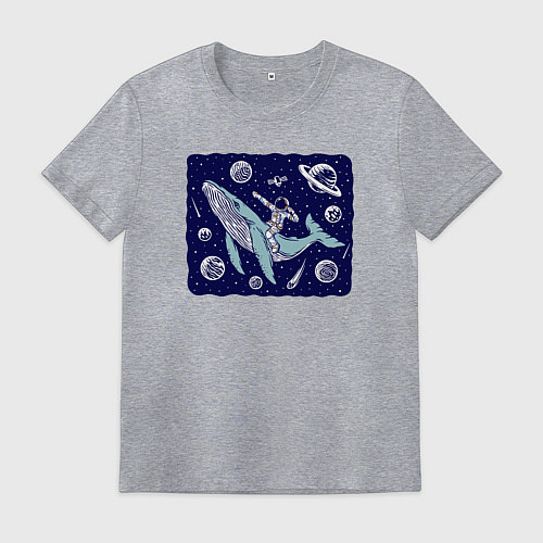 Мужская футболка Кит и космонавт / Меланж – фото 1