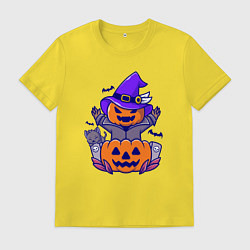 Футболка хлопковая мужская Привидение тыква, цвет: желтый
