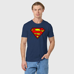 Футболка хлопковая мужская Superman logo, цвет: тёмно-синий — фото 2