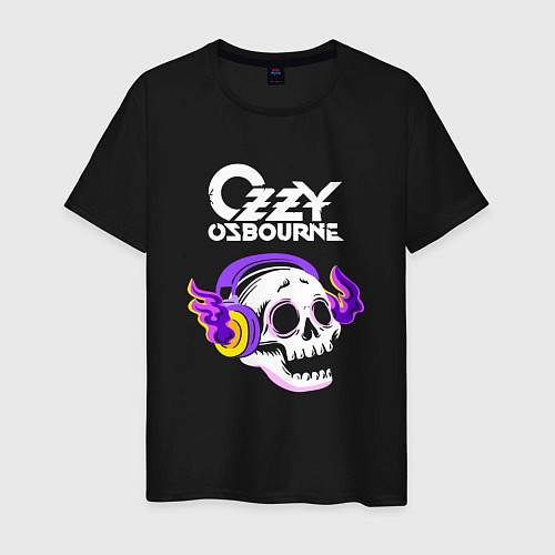 Мужская футболка Ozzy Osbourne - неоновый череп / Черный – фото 1