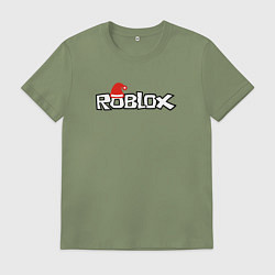 Футболка хлопковая мужская Роблокс - Новый год, цвет: авокадо