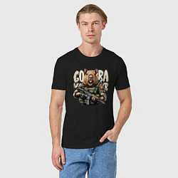 Футболка хлопковая мужская Cool capybara - military style, цвет: черный — фото 2
