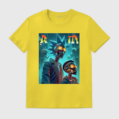 Мужская футболка Rick and Morty - cyberpunk fantasy / Желтый – фото 1