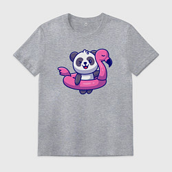 Футболка хлопковая мужская Панда и фламинго, цвет: меланж