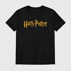 Футболка хлопковая мужская Harry Potter golden logo, цвет: черный