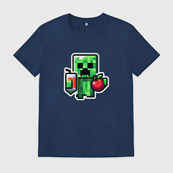 Футболка хлопковая мужская Minecraft крипер с маком, цвет: тёмно-синий