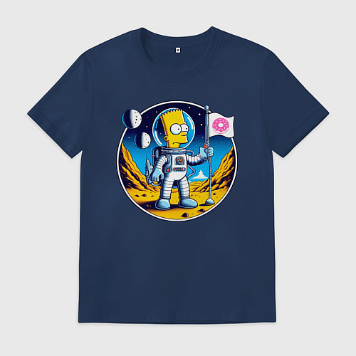 Мужская футболка Космонавт Барт Симпсон на другой планете / Тёмно-синий – фото 1