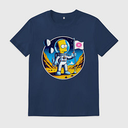 Футболка хлопковая мужская Космонавт Барт Симпсон на другой планете, цвет: тёмно-синий