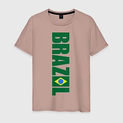 Футболка хлопковая мужская Brazil Football, цвет: пыльно-розовый