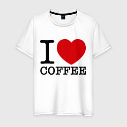 Футболка хлопковая мужская I love coffee, цвет: белый