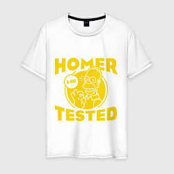 Футболка хлопковая мужская Homer tested, цвет: белый