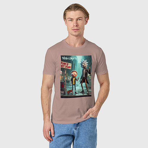 Мужская футболка Рик и Морти - панк жив / Пыльно-розовый – фото 3