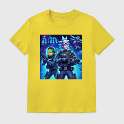 Футболка хлопковая мужская Rick and Morty - cosmic special forces, цвет: желтый