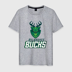 Футболка хлопковая мужская Milwaukee Bucks NBA, цвет: меланж