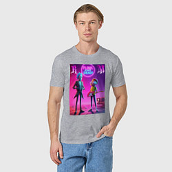 Футболка хлопковая мужская Rick and Morty - neon fantasy, цвет: меланж — фото 2