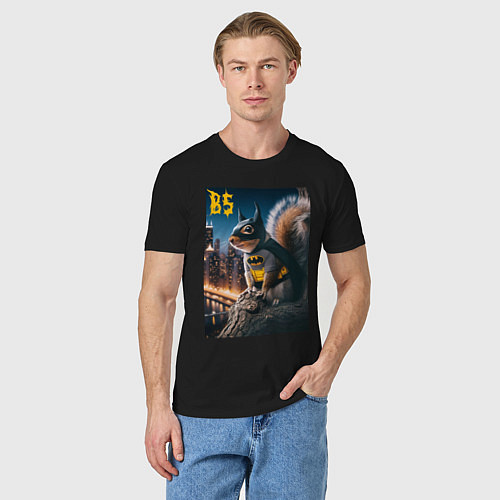 Мужская футболка Bat squirrel - ai art fantasy / Черный – фото 3