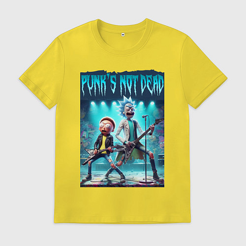 Мужская футболка Punks not dead - Rick and Morty play rock / Желтый – фото 1