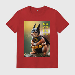 Футболка хлопковая мужская Bat squirrel - oreshnik meme, цвет: красный
