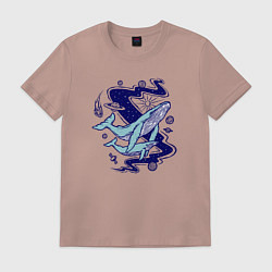 Футболка хлопковая мужская Космические киты, цвет: пыльно-розовый