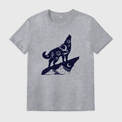 Футболка хлопковая мужская Космический волк, цвет: меланж