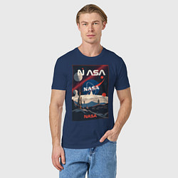 Футболка хлопковая мужская NASA ретро, цвет: тёмно-синий — фото 2