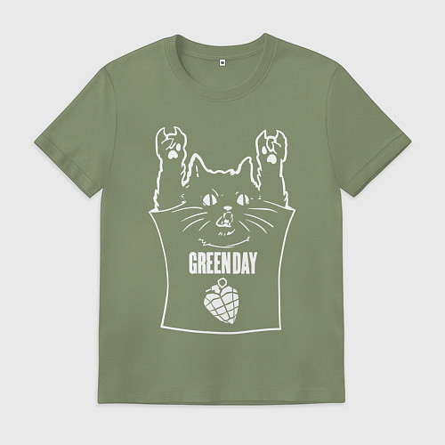 Мужская футболка Green Day - cat rock / Авокадо – фото 1