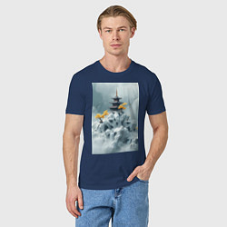 Футболка хлопковая мужская Тихий японский пейзаж, цвет: тёмно-синий — фото 2