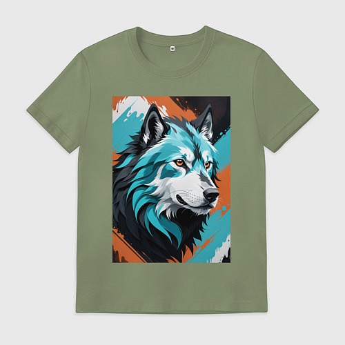 Мужская футболка Серо-голубой волк / Авокадо – фото 1