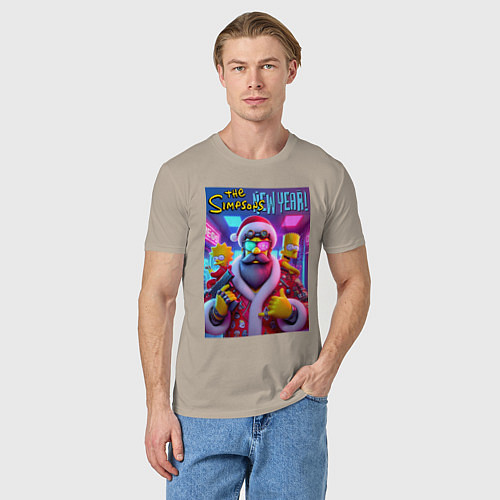 Мужская футболка Simpsons new year - ai art fantasy / Миндальный – фото 3