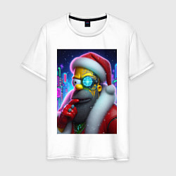 Футболка хлопковая мужская Simpson Claus - cyberpunk, цвет: белый