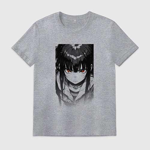 Мужская футболка Девушка с красными глазами / Меланж – фото 1