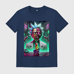 Футболка хлопковая мужская Rick and Morty - neon skull, цвет: тёмно-синий
