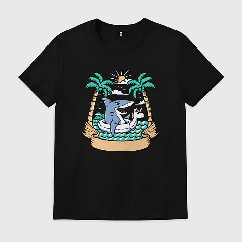 Мужская футболка Акула и лето / Черный – фото 1