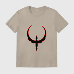 Футболка хлопковая мужская Чёрно-красный знак quake, цвет: миндальный