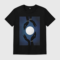 Футболка хлопковая мужская Moonlight in the night, цвет: черный