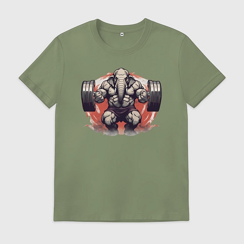 Мужская футболка Слон: пауэрлифтер / Авокадо – фото 1