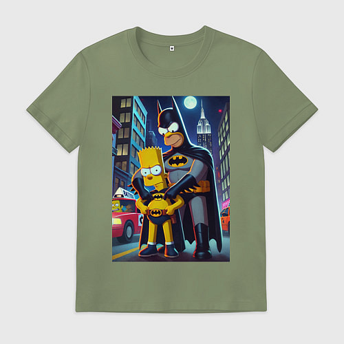Мужская футболка Batsimpson with son Bart - ai art fantasy / Авокадо – фото 1