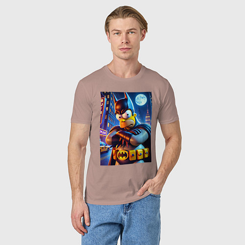 Мужская футболка Batsimpson - ai art collaboration / Пыльно-розовый – фото 3